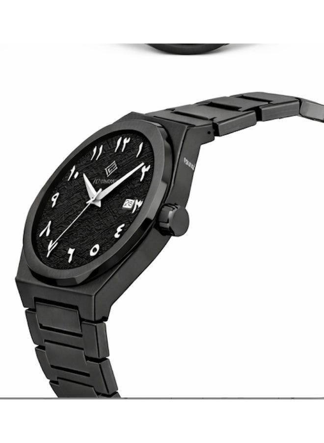 FG UNITED Mens Thin Design Black Dial Stainless Steel Arabic Numeric Watch 41mm - FG7004 - Image 3